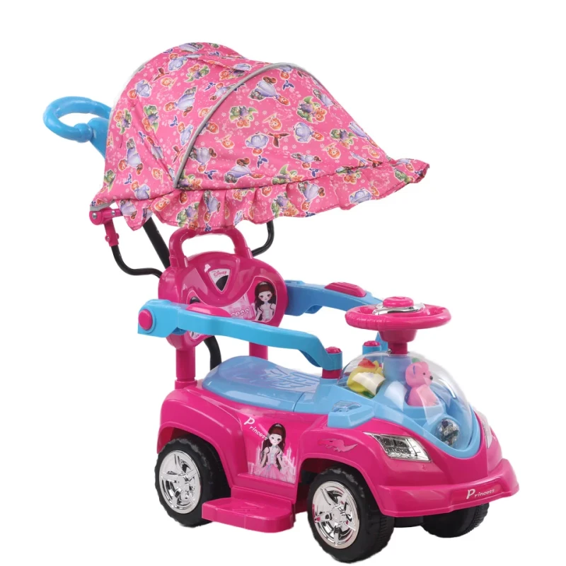 HW Multifunctional Early Educational Ride on Car with Light and Music with Sunshade Car for Children