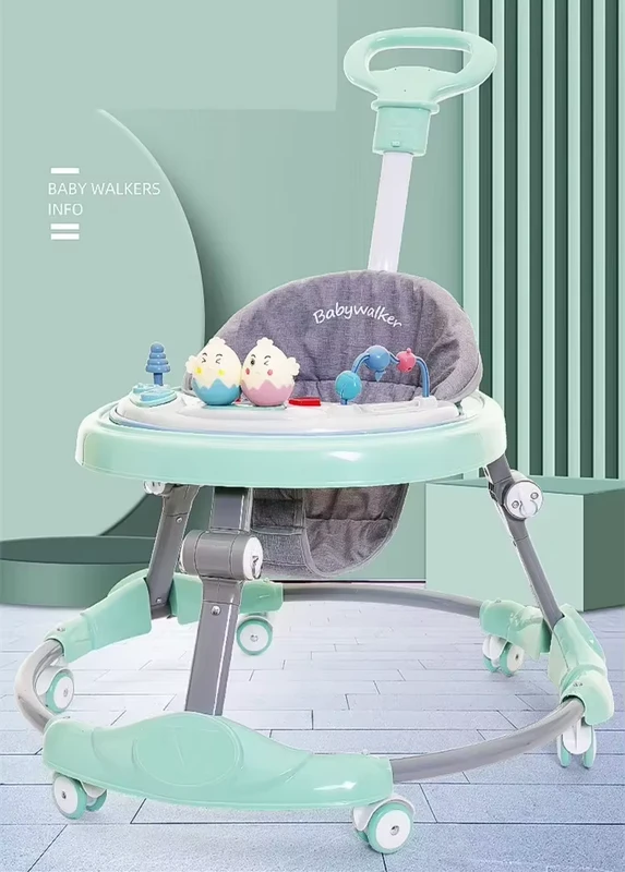 Height Adjustable Baby Walker Portable Multi-functional Walker with Detachable Handlebar