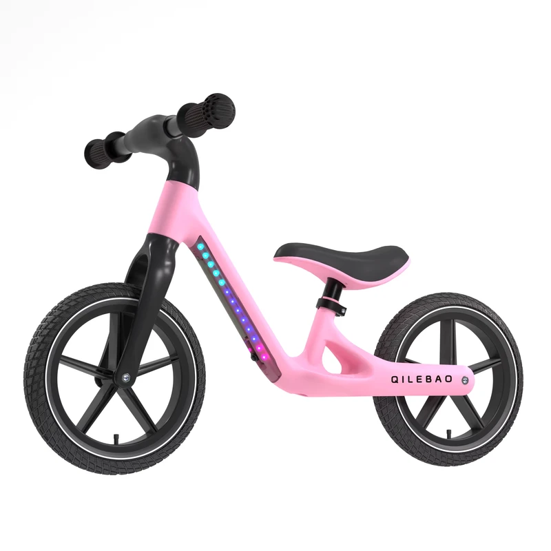 High Carbon Steel 12 Inch Children Balance Bike with LED Light Saddle and Handlebar Height Can Adjustable
