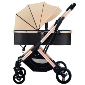 High Landscape 2 in 1 Baby Stroller Reversible Bassinet Stroller Adjustable Backrest & Canopy Pram Stroller for Baby Newborn