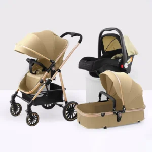 High Landscape 4-Wheel Foldable Metal Big Wheel Multi-functional Baby Stroller 20KG Load Capacity for Children Indoor/Outdoor