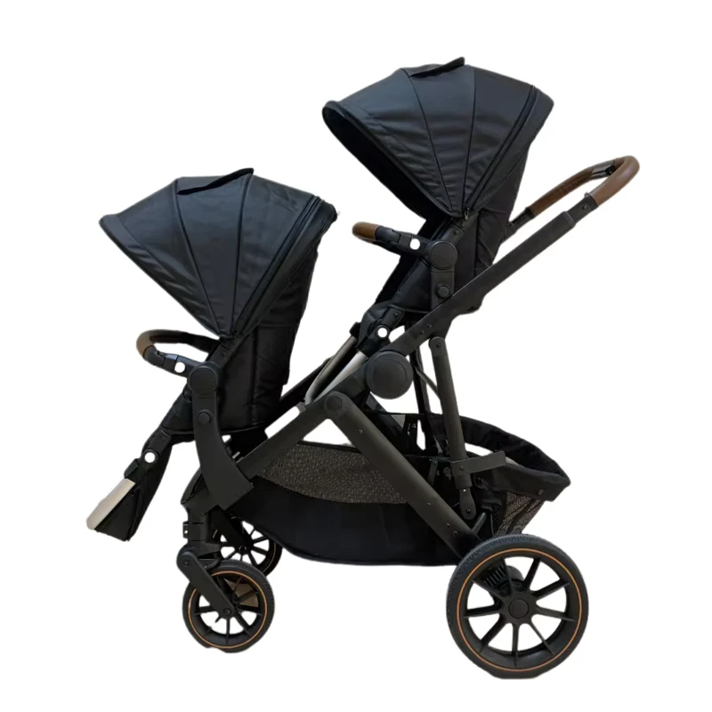 High Landscape Aluminum Baby Stroller Foldable Reversible Twin Baby Stroller with Adjustable Handle