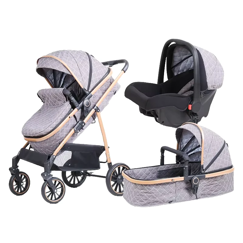 High Landscape Luxury Baby Stroller 3 in 1 Aluminum Alloy Pushchair