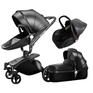High Landscape Stroller Baby 4 in 1 Shock Absorbent Bidirectional Sitting and Lying Folding 3 in 1 Baby Stroller with Car Seat