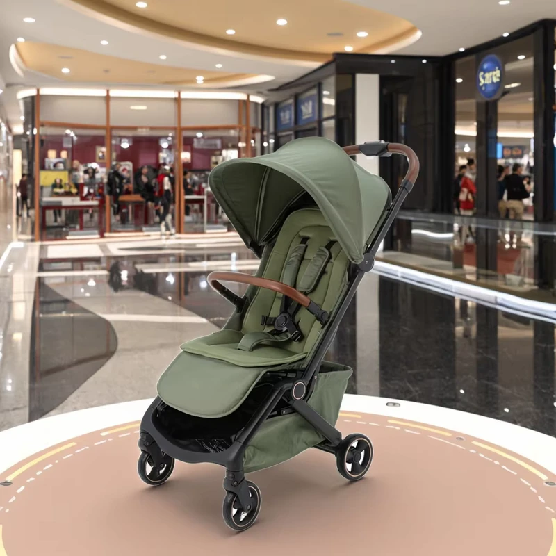 High Quality 3-Fold Aluminum Alloy Frame Lightweight Baby Stroller with Travel Plane Design for 0-3 Years Old