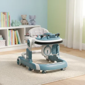 High Quality 4 in 1 Folding Plastic Baby Walker with Timepiece 6 Wheels New Design Stroller Music Learning Walking MLT 511Q