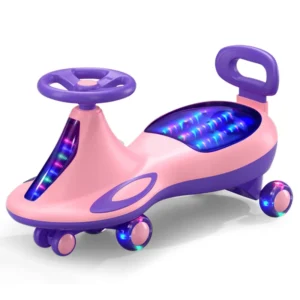 High Quality Beautiful Pink Plastic Baby Swing Car Child Toddler Kid Swing Wiggle Ride on Push 5 PU Wheel Indoor Outdoor Car