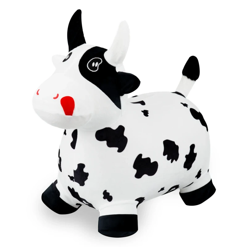 High Quality Custom Inflatable Plush Bouncy Animal Toy Kids Ride on Exercise Balance Bouncy Cow in Cloth for Kids