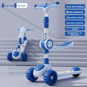 High Quality Foldable 3-in-1 Kids Scooter with Seat 3-Wheel Outdoor Plastic Design for Children
