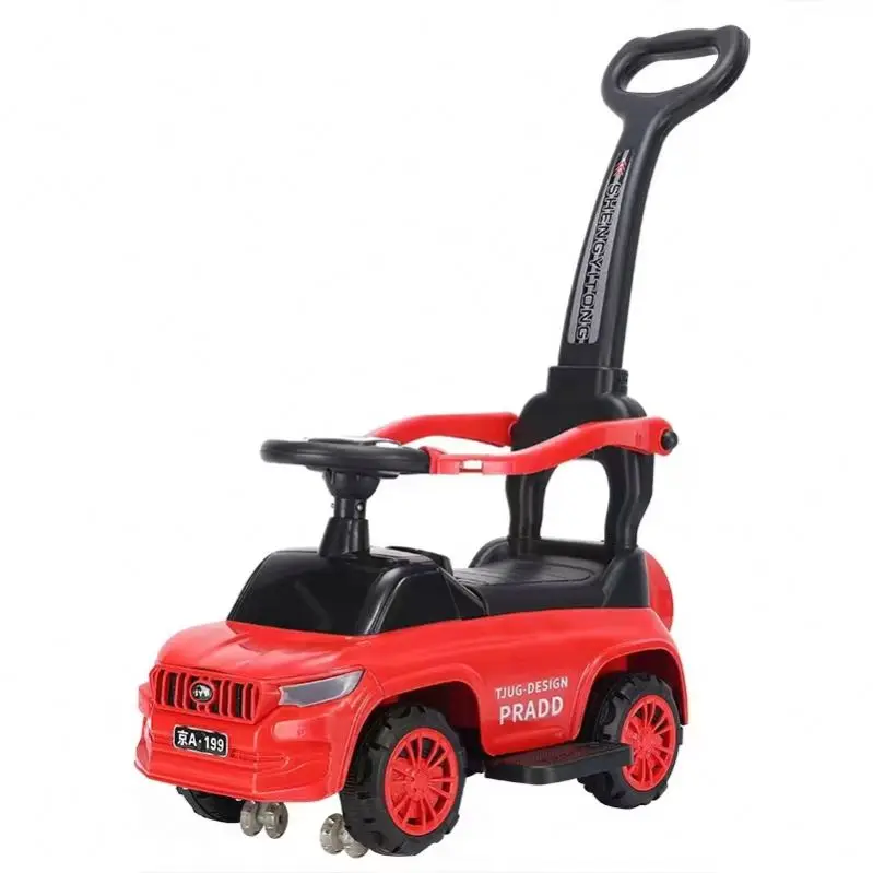 High Quality Four Wheels Anti rollover Push Handle Swing Car for Children