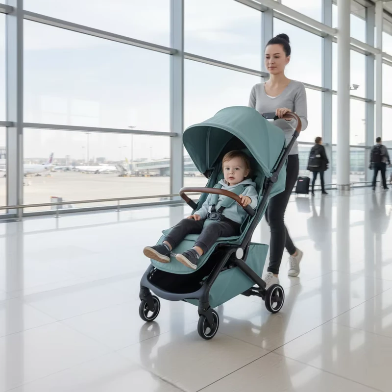 High Quality Lightweight Aluminum Alloy Frame Fabric Travel Stroller Compact One Hand Folding Baby Stroller 22KG Load Capacity