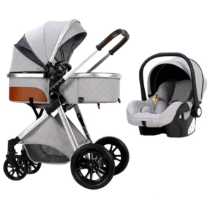 High Quality Luxury Compact Lightweight Linen Baby Stroller Aluminum Alloy Frame 3 in 1 Folding Bi directional Design V9