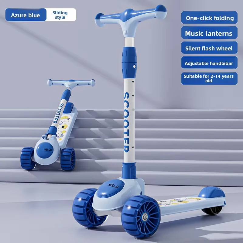 High Quality Modern Foldable 3-Wheel Outdoor Plastic 3-12 Year Old Kids Scooter with Seat Lightweight
