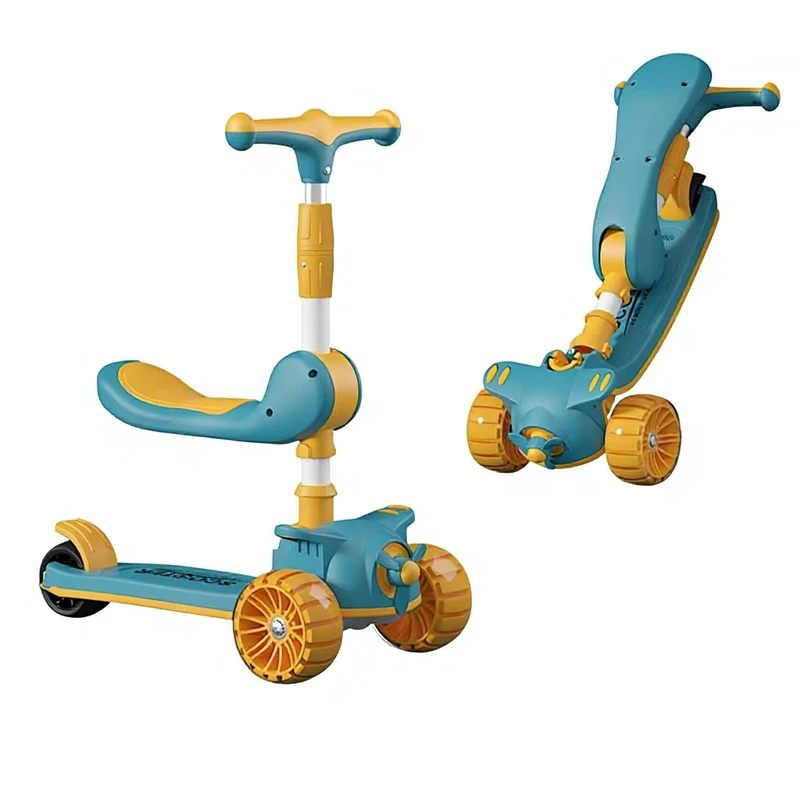 High Quality Multi-functional Foldable Plastic Modern Kids 3-in-1 Three Wheel Outdoor Scooter with Seat for Children