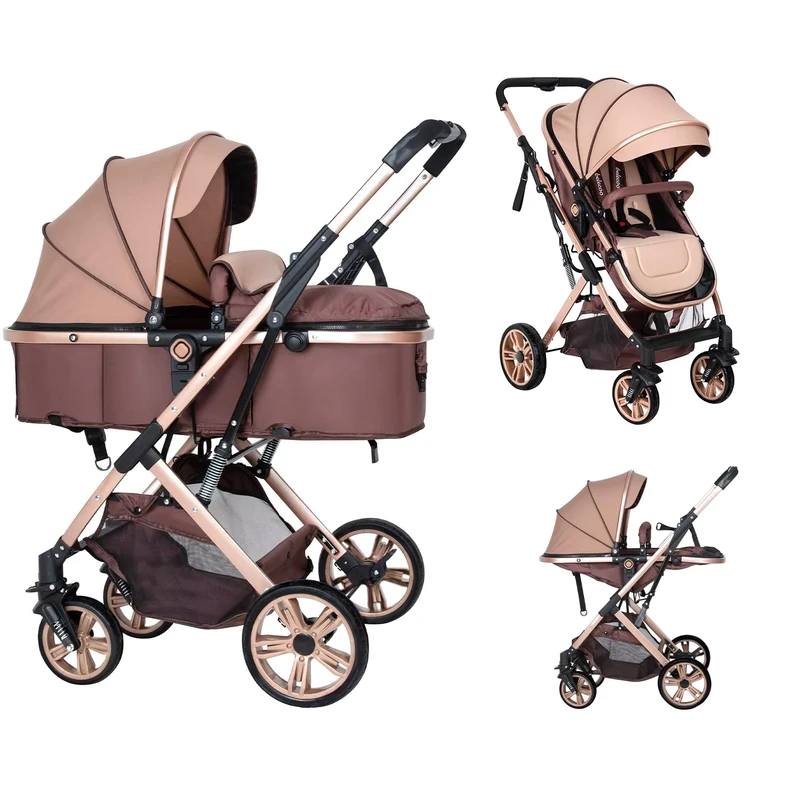 High Quality Multifunctional Baby Stroller with Foldable Cribs Lightweight Made of Alloy Rubber for Children