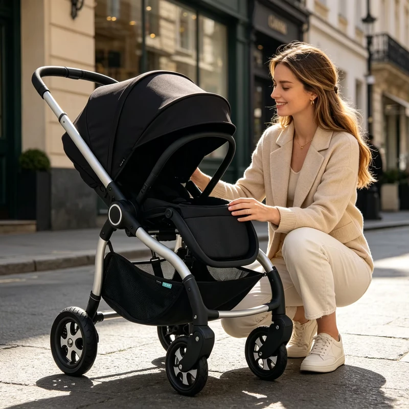High View 3 1 Twin Baby Stroller Durable Alloy Frame 360 Swivel Front Wheels Adjustable Sun Canopy Easy One-hand Folding Baby