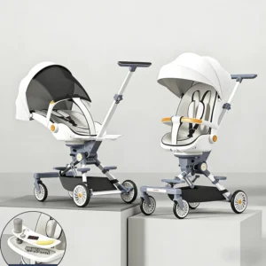High View 3 in 1 Reversible Baby Stroller 4-Wheel Rubber Tires Lightweight Aluminum Alloy Frame Folding Design 20KG Load