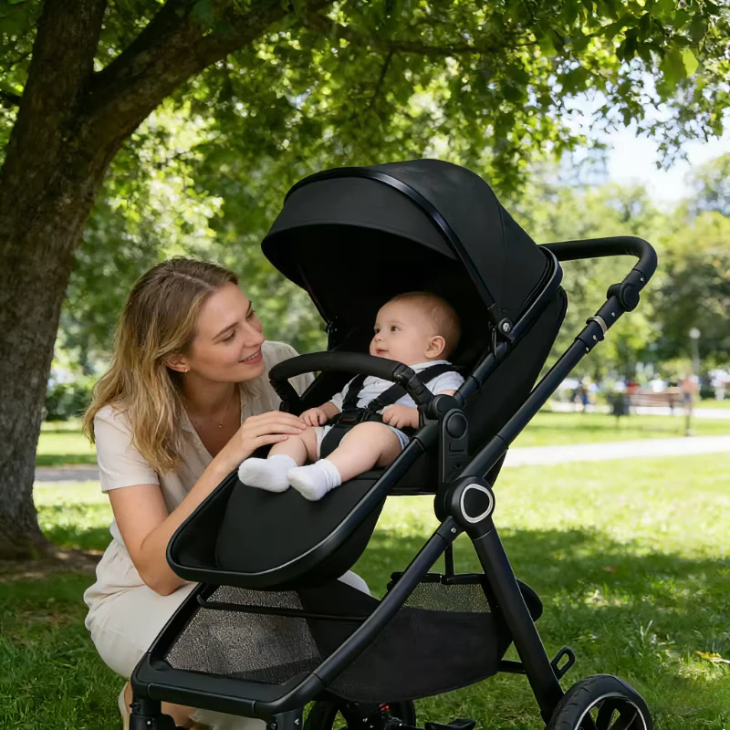 High View Aluminum Alloy Frame Stroller Reversible Seat Foldable Travel Stroller 15kg Load Capacity for Newborns Toddlers
