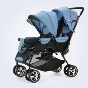 High quality Customizable Foldable Twin Strollers with Adjustable Seat Stainless Steel and Fabric