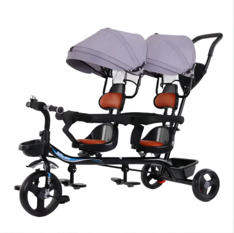 Hot Selling New Children's Twin Double Seat Side by Side Tricycle Stroller
