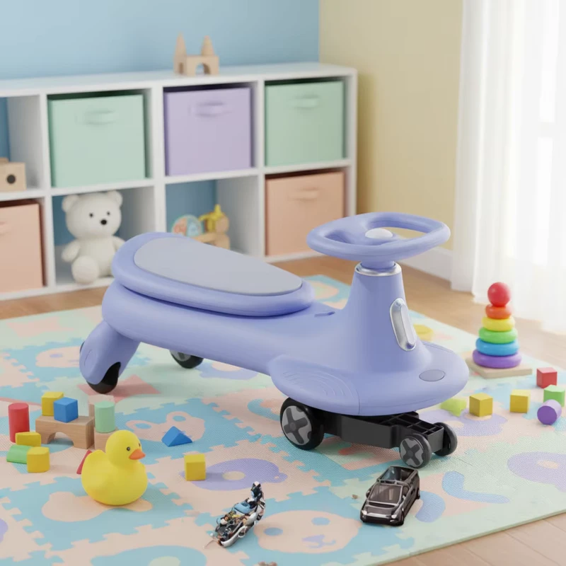 Hot selling Unisex Plastic Four Wheel Kids Swing Car Ride on Toy LED Flashing Wheels No Batteries TwistTurn Wiggle Steering Ages