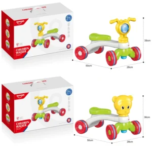 Huanger Funny Kids Baby Tricycle Baby Walker Scooter Toys 4 Wheels Baby Tricycle with Music and Light