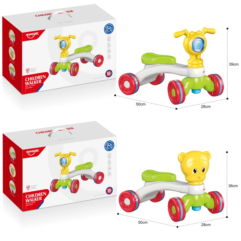 Huanger Funny Kids Baby Tricycle Baby Walker Scooter Toys 4 Wheels Baby Tricycle with Music and Light