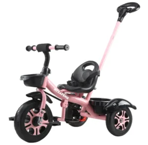 Huti Kids Tricycles Foldable Dismounting Pedal Removable Push Handle 3 Point Safety Harness Plastic Ride Toy Gifts Boys Model
