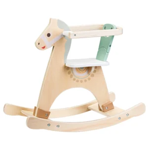 Indoor Outdoor Cute Wooden Rocking Horse Baby Wood Ride on Toy for Toddler Ride Animal with Fence