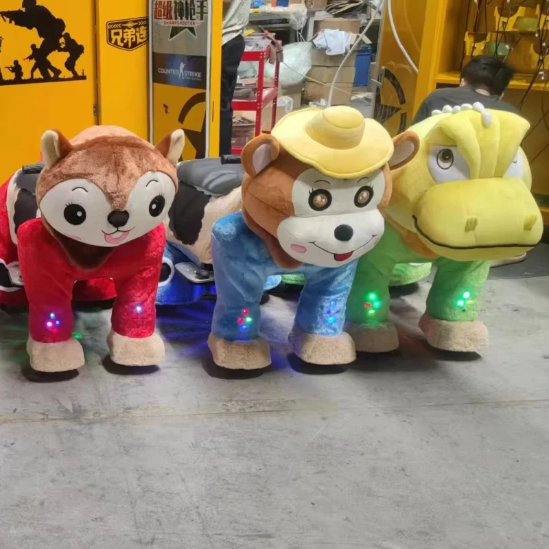 Indoor Outdoor Electric Plush Animal Ride Plastic Electrical Riding Animals for Kids Home Use