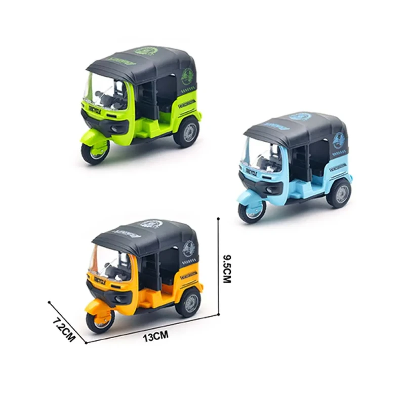 Inertial Sliding Tuk Tuk Rickshaw Toy ABS Plastic Simulation Three Wheeler Model for Kids Boys Gift
