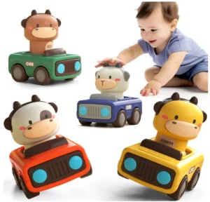 Infant Push Go Car Toys Set Baby Animal Racing Vehicle with Friction Press Plastic Car Toys for Kids