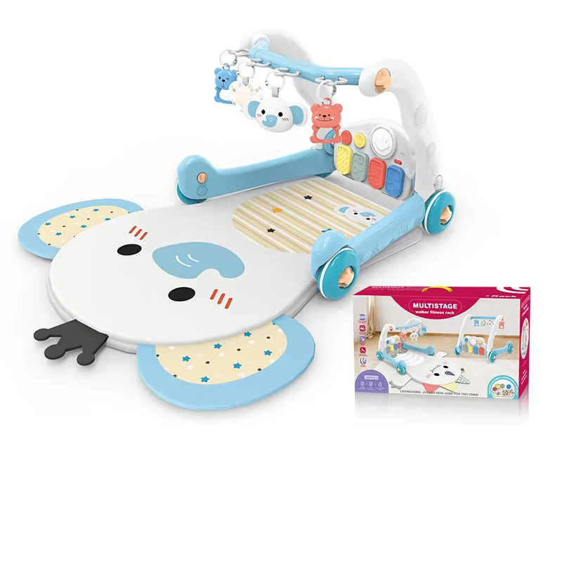 Infant Toddle Activity Gym Bed Carpet Play Mat Fitness Rack Baby Pedal Piano Toys Elephant Dinosaur Baby Walker Toys for Kids