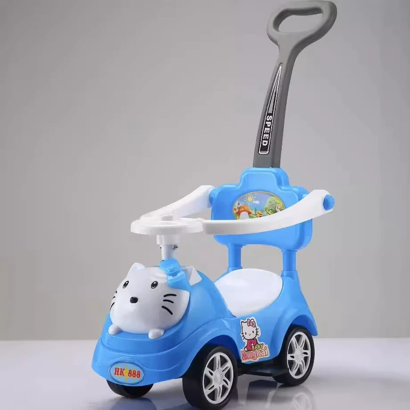 Infant and Toddler Twist Car Children's Four wheeled Handcart 1 3 Year Old Baby's Sliding Walker Light and Music Toy Car