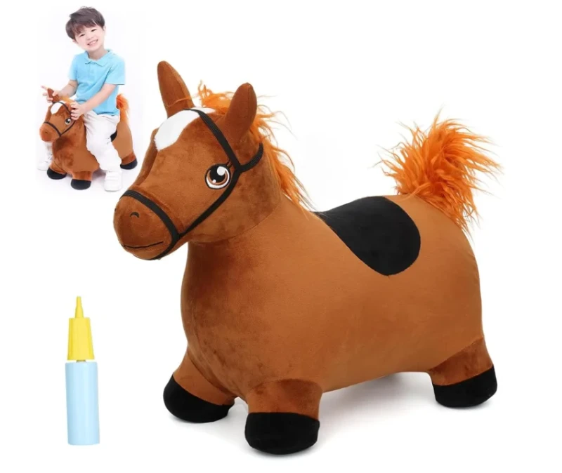 Inflatable Animal Hopper Jumping Horse Outdoor Indoor Ride on Rubber Bouncer for 3 4 Yr Girl