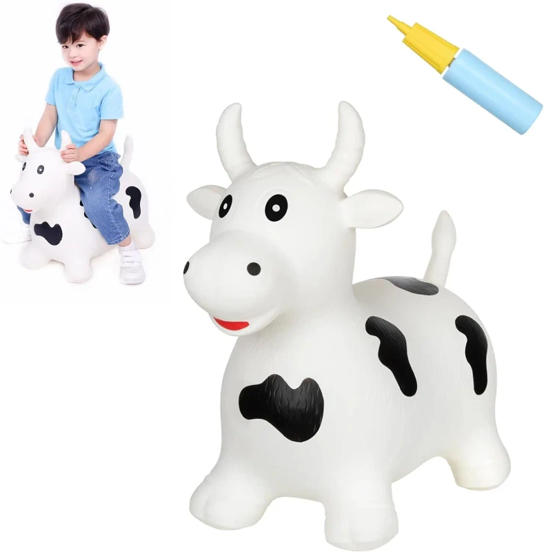 Inflatable Cow Farm Animal Hopper Toys Ride on Toddler Hopping Bull Toys