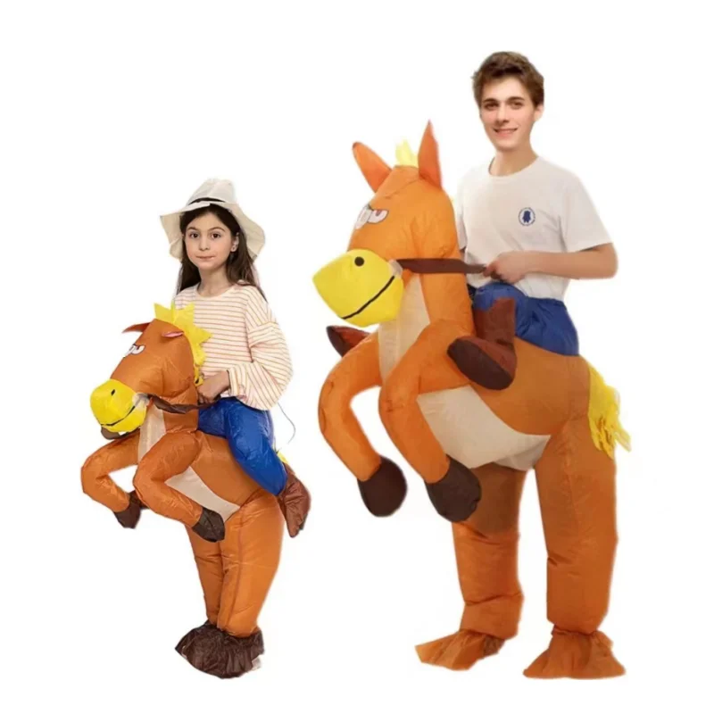 Inflatable Cowboy Horse Ride On Costume (1.2-1.5m) for Children's Fancy Dress Parties Cosplay Unisex Customizable Color