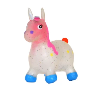 Inflatable Crystal PVC & Latex Ride On Horse Toy for Kids Jumping Unicorn Animal Jumping Toy
