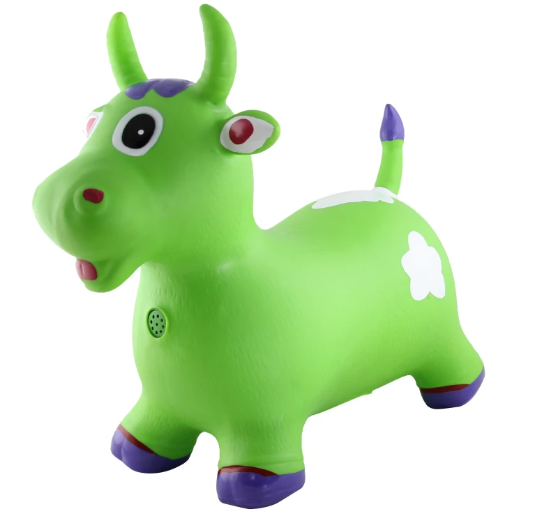 Inflatable Eco Friendly PVC Material Ride on Animal Hopper Painting Cow with Voice Indoor & Outdoor Toys
