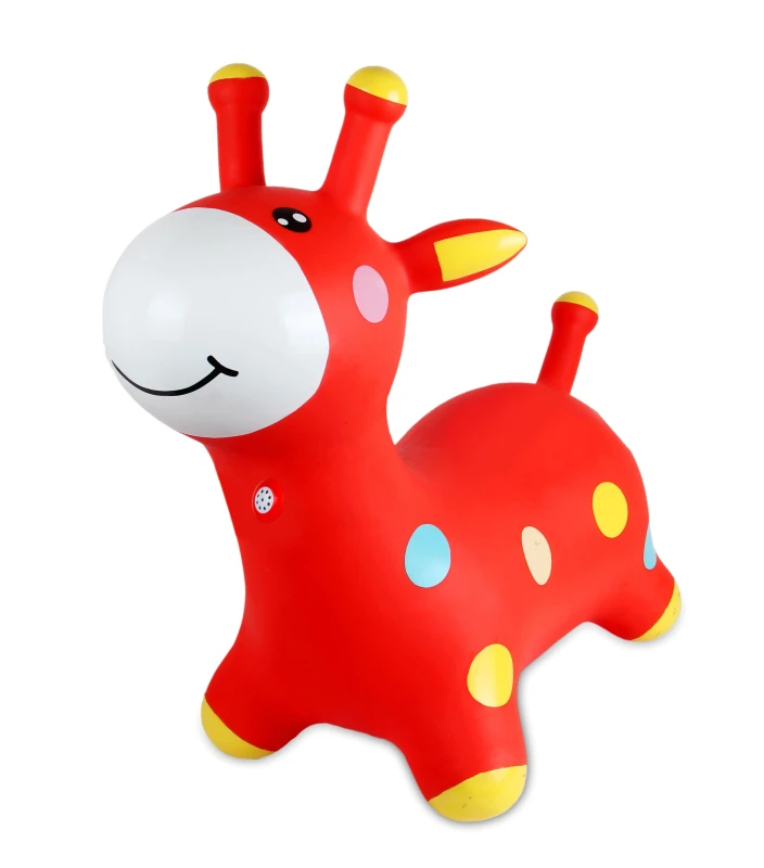 Inflatable Eco friendly PVC Material Ride on Animal Jumping Toys Giraffe Style with Voice