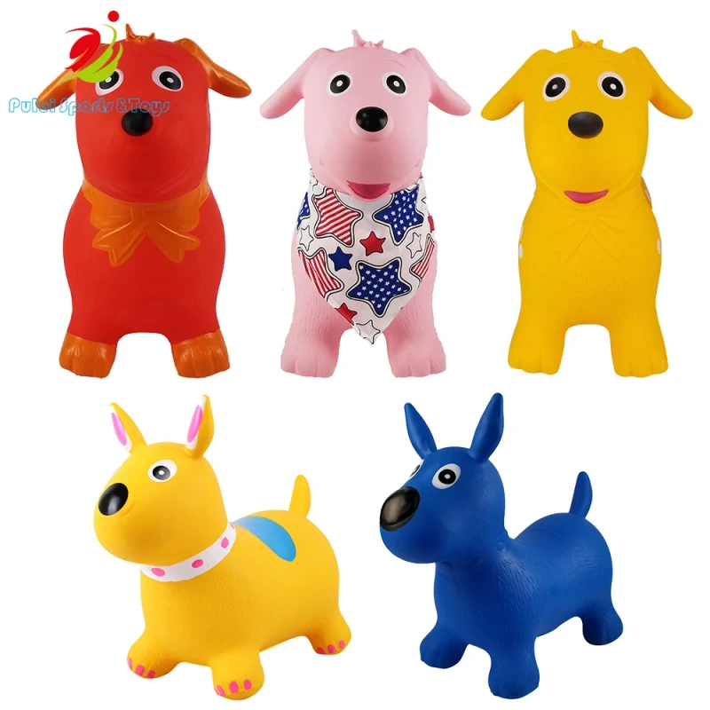 Inflatable PVC Dog & Giraffe Animal Hopper Cute Jumping Bouncy Soft Play for Kids Unisex