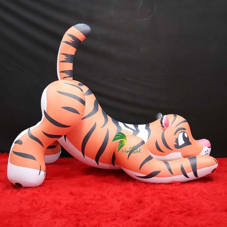 Inflation Animal Pool Toy for Adult Custom Inflatable Cute Tiger Ride on Cartoon From Hongyi