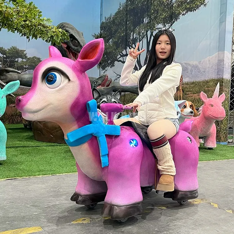 Interactive Electric Deer Kiddie Ride On Car for Toddlers with Lights and Music Indoor Outdoor Shopping Mall Use
