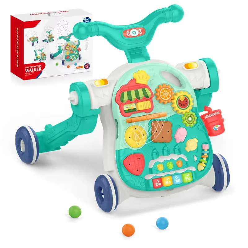 KSF Educational Activity Baby Learning Plastic Cartoon Cake Table Toys 4 in 1 Trolley Walker Set