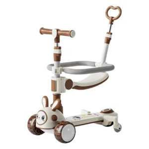 Kick Push Scooter 2-9 Years Foldable Plastic Three PU Flashing Wheels Adjustable Handlebar Seat Included Tricycle Function