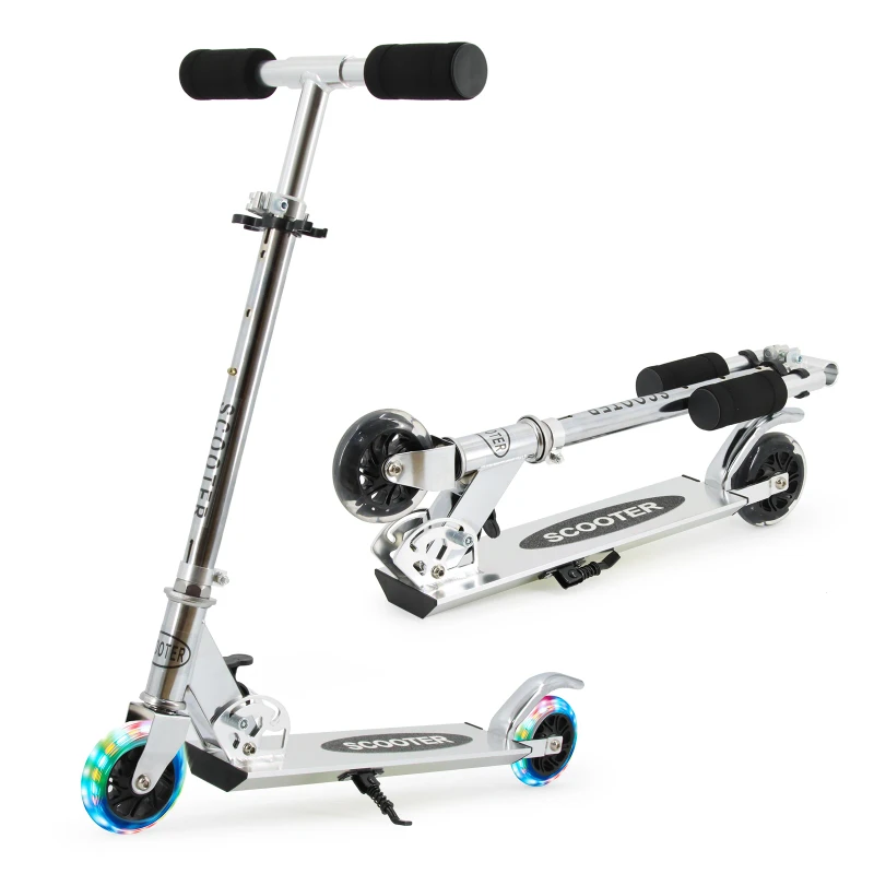 Kick Scooter for Kids Lightweight Flashing Wheels and 3 Levels Adjustable Handlebar Foldable Scooter for Kids