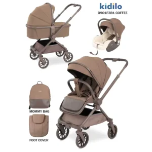 Kidilo Three in One Lightweight Metal Foldable Stroller High Landscape Safety Seat Basket Multi Function Features for 0 6 Months