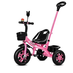 Kids 2 in 1 Tricycle with Detachable Push Handle Double Storage Baskets for Children 18 Months to 6 Years Old to Paly