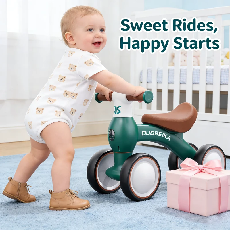 Kids Balance Bike First Birthday Gift for Baby Indoor/Outdoor Toddler Riding Toy