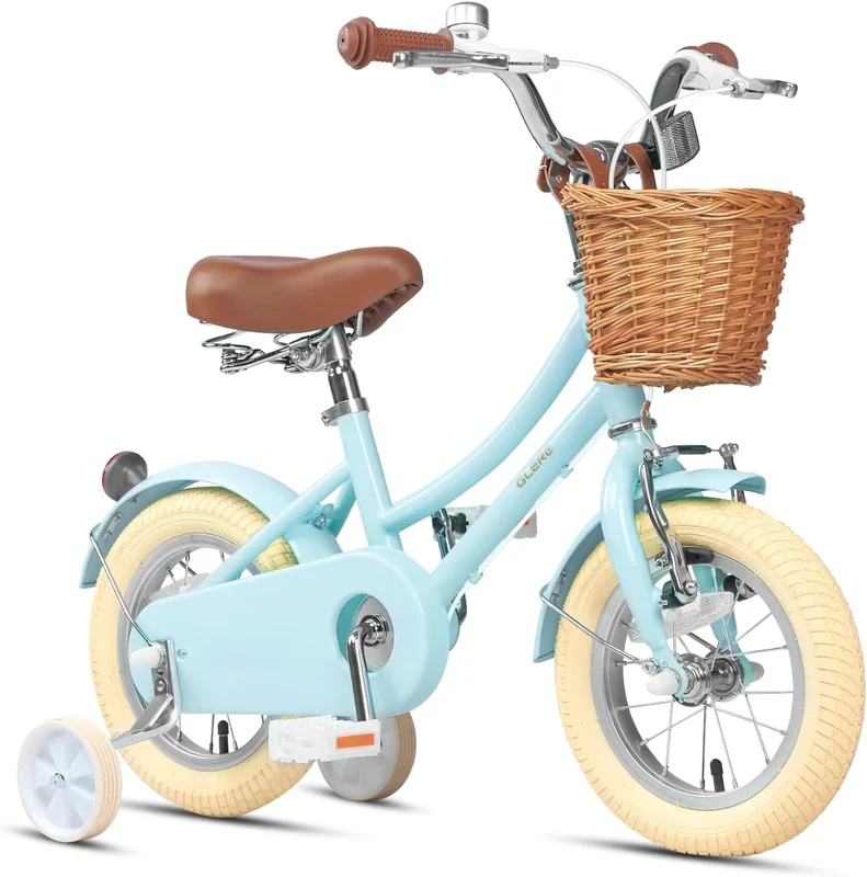 Kids Bike with Basket for Boys and Girls Aged 3-12 Single Speed 12" Wheel Featuring Bell and Training Wheels